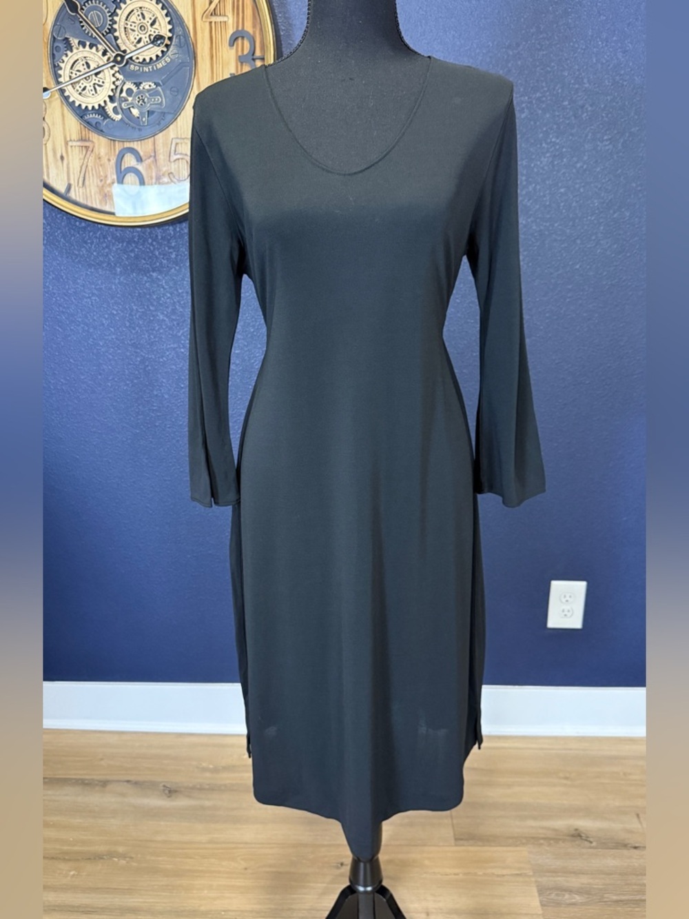 GAP Black 3/4 Sleeve Minimalist Tie Waist Casual Workwear Dress | Size XS